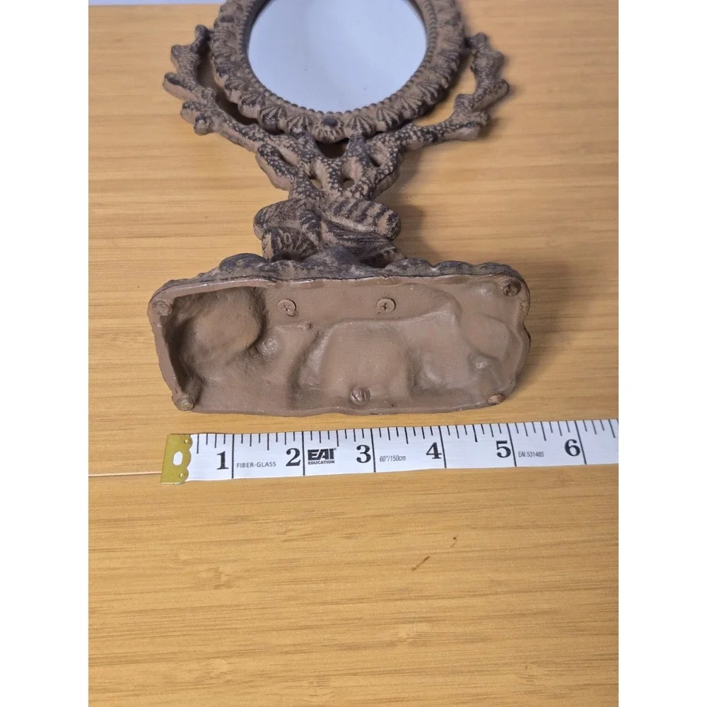 Vintage Cast Metal 13" Tiltling Mirror. Victorian Style With Seashell Details. - Picture 4 of 8
